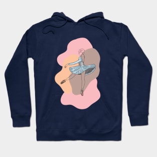 Ballerina in Blue Line Art Hoodie